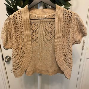 Crochet Lightweight Open Knit Pointelle Shrug Cover Up Open Front SS S